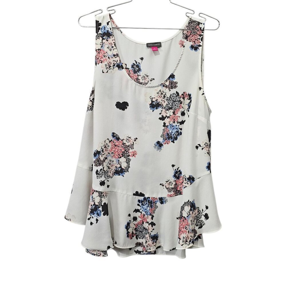 ❤️Vince Camuto Floral Ruffle Sleeveless Baby-doll Tank Top